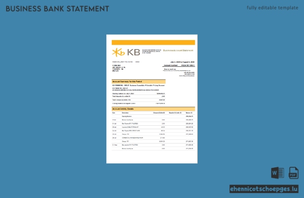KB Financial Group Bankgesellschaft Kontoauszug (Word- und PDF-Beispiel)